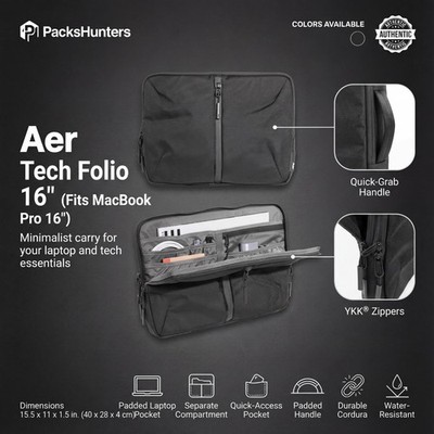 Aer Tech Folio 16'' Laptop Sleeve Cordura MacBook Pro Case Organizer Pouch | BN