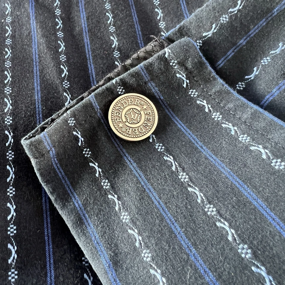 Fender Custom Shop Rock & Roll Religion Black Striped Long Sleeve Shirt Men 2XL - Image 3 of 4