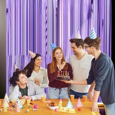 2pcs Ribbon Purple Strips Double-sided For Birthday Party Weddings W4R7