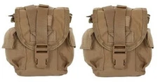 2 Pack USMC MOLLE 1QT Canteen Cover Coyote Brown Utility Pouch USGI VGC