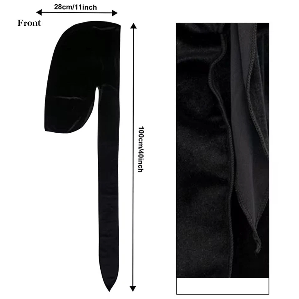 Lujo Terciopelo Durag Hombres Unisex Cola Larga Suave Durag Envolturas para la Cabeza 360 Ondas Gorra Foto 2 de 3