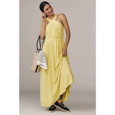 New Anthropologie Nation Los Angeles Brielle Halter Maxi Dress $220 SMALL Citron