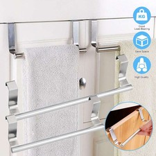 Stainless Steel Kitchen Door Hanger Holder Towel Rack Cabinet Storage Shelf