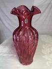 Cranberry Fenton Ruffled Vase 11 Inches Tall