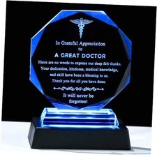 Doctor Appreciation Gifts Glass Plaque, Laser Engraved Octagonal-Led Base