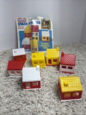 Stackable Toy House Lot Yellow Red White Floor Walls Roof Vintage