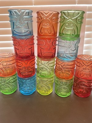 16 Final Touch Tiki Glasses 12 Oz Polynesian gods &  30 Umbrellas