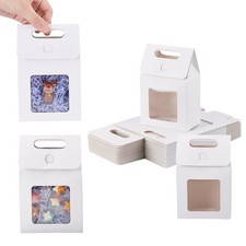 28 Pcs Paper Gift Bags White Transparent Window Flower Bouquet Handles Reusable