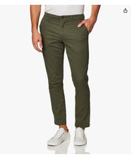Mens Slim-Fit Casual Stretch Chino Pant 36W X 30L Green Olive