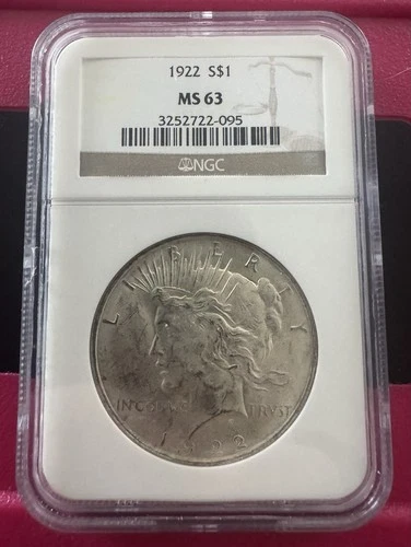 1922 Peace Dollar NGC MS 63 Philadelphia $1 Silver Coin