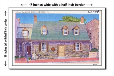 Virginia 1940s - Edgar Allan Poe Shrine, Richmond, VA. - 11x17 Poster