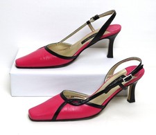 Jacques Vert Leather Shoes Hot Pink & Navy UK 6 3in. Heel Pls view all images