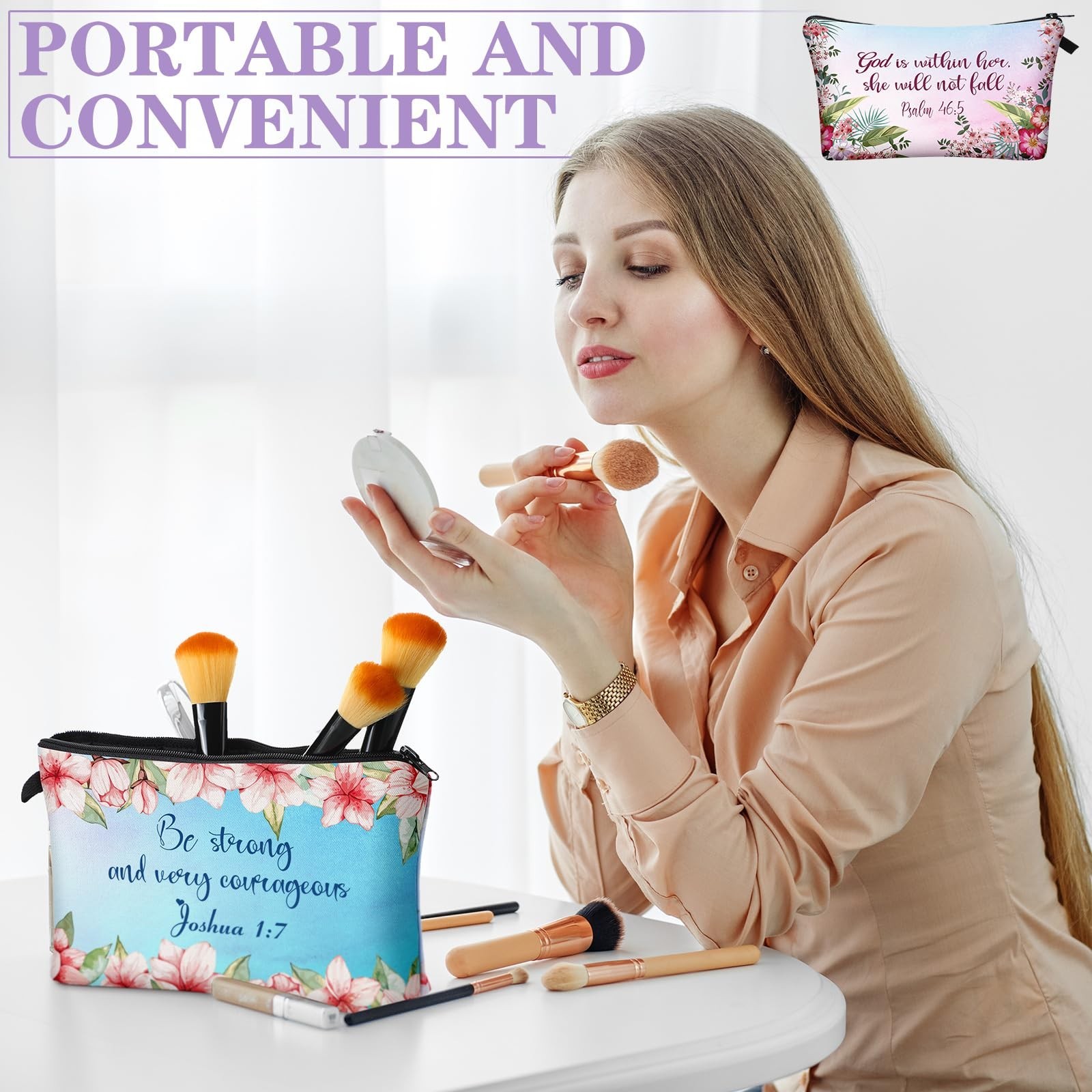 Chunful 12 Pcs Inspirational Christian Gifts Religious Makeup Bags Bulk for W...