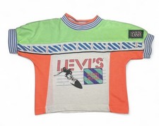 Vintage 90s Little Levi s Colorblock Sport Jeans Shirt RARE Surf Single Stitch