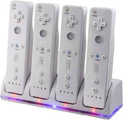 Wii Controller Ladestation 4 in 1 mit 4x 2800 mAh Batterien USB