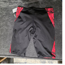 TYR Men's Jammer Swim Bottom Black/Red Geometric Print Size S Regular