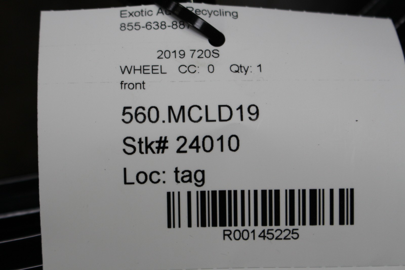 McLaren 720S, Front Wheel, Paint Flaws, Used