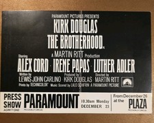 THE BROTHERHOOD press show ticket London 1968 Kirk Douglas Martin Ritt
