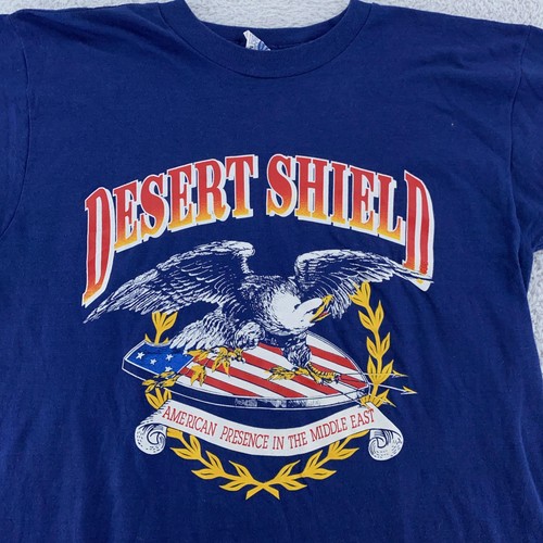 Vintage 90s Desert Shield Shirt Mens Medium Operation Desert Storm Eagle USA