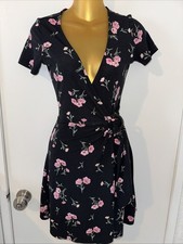 SALE 3 Dresses For $20 Black Floral Mini Dress Surplice Size S Coquette