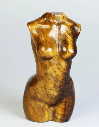 Natural Tiger's-eye Quartz Crystal Carved Human body Model Reiki Healing