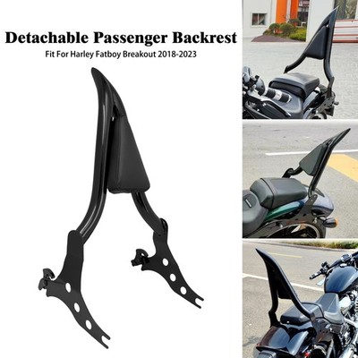 Black Passenger Sissy Bar Backrest 1.5'' Tube w/ Pad Fit For Harley Fat Boy 18-23