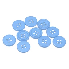 10pcs 20L Sewing Buttons 1/2" Resin Round Flat 4-Hole Craft Buttons, Light Blue