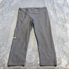 Under Armour Women's Large HeatGear Cropped Capri Pants Gym Yoga Gray
