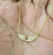 2Ct Simulated Diamond In 14K Yellow Gold Plated Wings Women's Pendant Round Cut