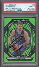 2024 Panini Obsidian #14 Luka Doncic Electric Etch Green Flood /25 PSA 9/AUTO 10