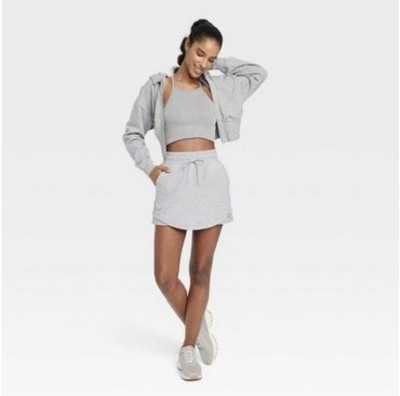 JoyLab Women s Large French Terry Active Skort Gray Skirt Shorts L Cotton