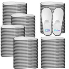 120 Pairs Disposable Slippers Bulk for Guests Soft Hotel Slippers Individuall...