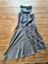 Banana Republic Sz 0 Sleeveless Bias Cut Dress Wool Blend Gray Floral A-Line