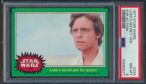 1977 Topps Star Wars #224 Luke's secret yen for action! — PSA 8
