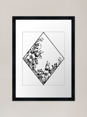 Blume Tattoo Stil Geometrische Kunst F Gerahmtes Wandbild Poster Leinwanddruck Bild