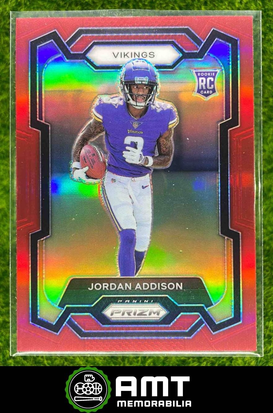 2023 Panini Prizm #368 Jordan Addison RC Red Retail SSP Minnesota Vikings