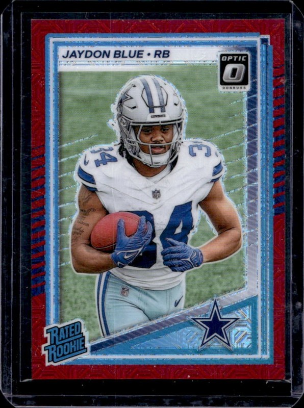 2025 Panini Donruss Optic Jaydon Blue Rated Rookie Red Mojo Prizm #242 Cowboys