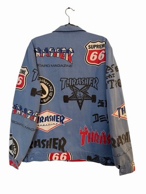 Supreme x Thrasher All Over Print Work Jacket Blue Size XL Rare Supreme x Thrasher All Over Print Work Jacket Blue Size XL Rare