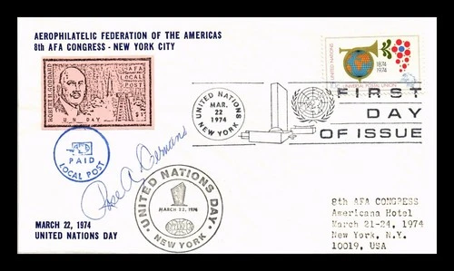 US COVER AFA LOCAL POST ROBERT GODDARD UNITED NATIONS FDC COMBO DUAL CANCEL