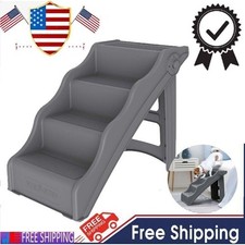 Dog Ladder w/ Support Frame Foldable Pet Stairs 4 Non-slip Steps for High Bed US