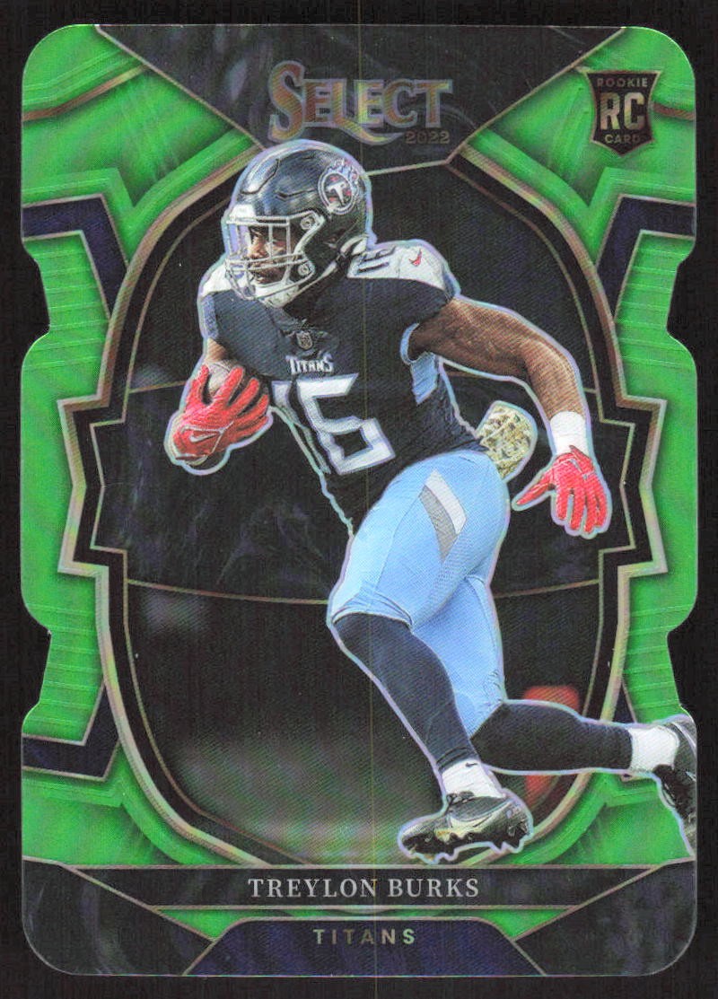 1978J 2022 Panini Select #39 Treylon Burks Neon Green Prizm Die Cut #/299