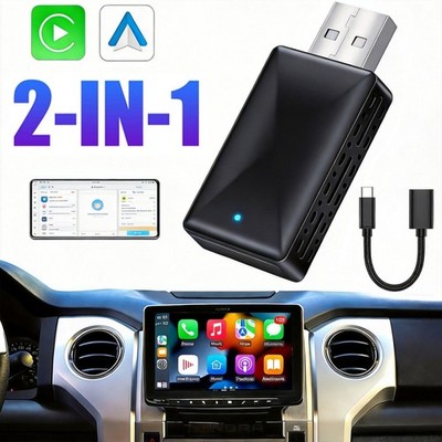 2in1 Wireless Carplay Android Auto Adapter USB Car Dongle Connect Box Plug&Play