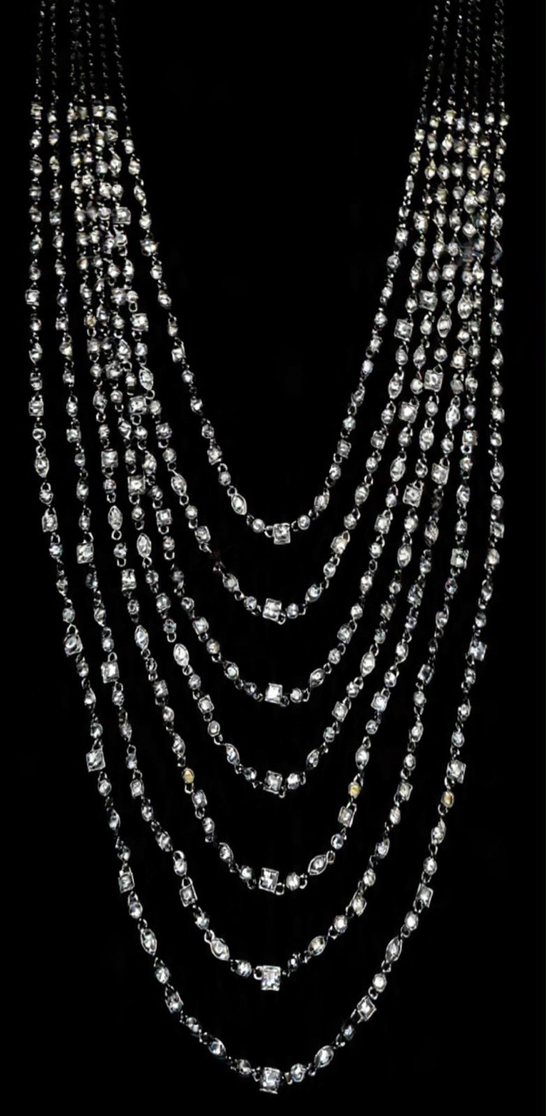 Vintage Givenchy Silver Tone Swarovski Crystal Multi-Strand Necklace Stunning