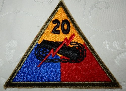 WW2 ERA 20th ARMORED DIVISION PATCH US MILITARY BADGE UNITED STATES WORLD WAR II