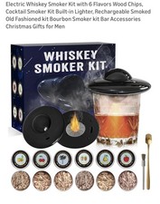 Electric Whiskey Smoker Kit with 6 Flavors Wood Chips, Cocktail Smoker Kit New