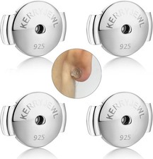14K White Gold Locking Earring Backs Replacements for Diamond Studs, 2 Pairs
