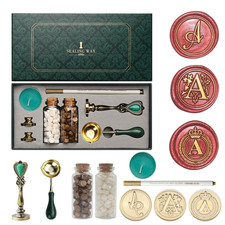 Letter Wax Seal Stamp Kit, Wax Seal Kit Initial Alphabet a Sealing Wax Stamp He