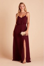 Birdy Grey Gwennie Bridesmaid Maxi Dress Chiffon Cabernet Burgundy Size M Formal