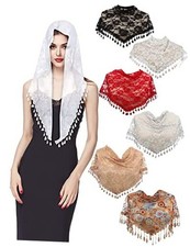 6 Pieces Triangle Women Church Veil Lace Mantilla Wedding Shawl Catholic