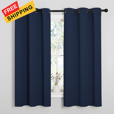 NICETOWN Light Blocking Thermal Insulated Solid 42"W x 63"L Pack of 2 , Navy